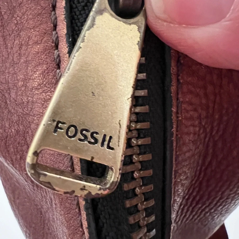 Vintage Fossil Brown Leather Shoulder Bag Adjustable Maddox Boho Tote Carryall